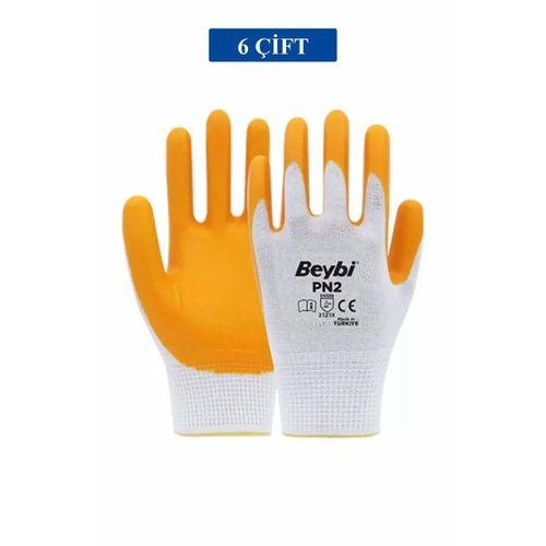 Pn2 Sarı Iş Eldiveni Polyester No:10 Örme Nitril Beybi Royaleks Group - 6 Çift