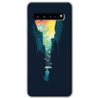 MRCİLETİSİM MRCİLETİSİM Samsung Galaxy S10 Plus Kılıf HD Desen Baskılı Arka Kapak + Temperli Cam - City Bird Sky