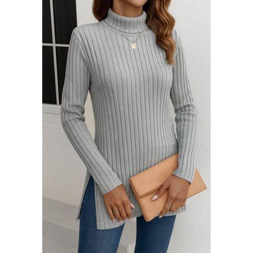 Kadın Uzun Kollu Balıkçı Yaka Yandan Yırtmaçlı şardonlu Kaşkorse Bluz