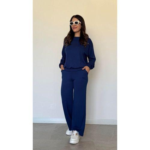 Kadın Uzun Kollu Bisiklet Yaka Viskon Iki Iplik Bluz Ve Pantolon Ikili Takım
