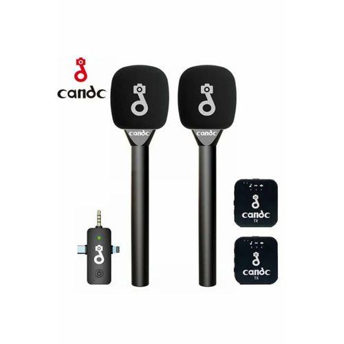 Çift Mikrofonlu Profosyonel Kablosuz Yüksek Kaliteli Ses Kaydı Röportaj Mikrofonu