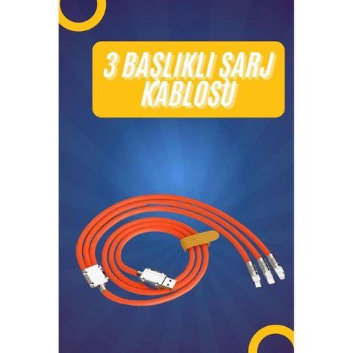 120w Silikon Metal Uçlu Led Işıklı 3 In1 Şarj Kablosu 1.2m