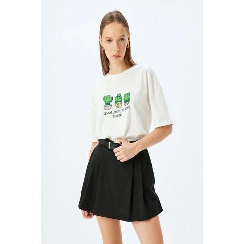 Koton Kaktüs Baskılı Bisiklet Yaka Kısa Kollu Tişört