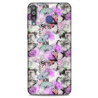 Samsung Galaxy M30 Kılıf Kelebek Etkisi (15) Antişok Kılıf Mor Beyaz