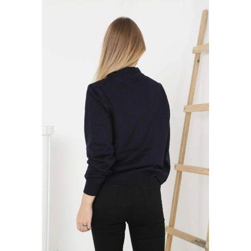 Yarım Boğaz Triko Kazak Yumuşak Dokulu Pamuklu Ince Dokuma, Uzun Kollu Rahat Regular Kalıp - Siyah