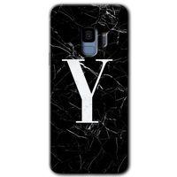 Potkal Hediye Fabrikası Samsung Galaxy S9 Kılıf HD Desen Baskılı Arka Kapak - Siyah Mermer Desenli Y Harfi