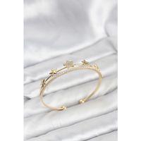 Yıldız Model Gold Renk Pirinç Kadın Bileklik