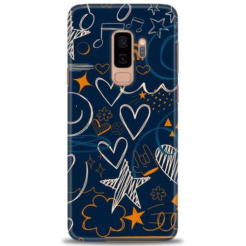 Samsung Galaxy S9 Plus Kılıf HD Baskılı Kılıf - Notalar ve Kalpler + Tam Ekran Koruyucu