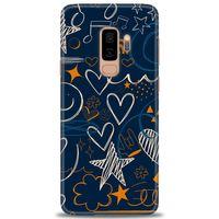Samsung Galaxy S9 Plus Kılıf HD Baskılı Kılıf - Notalar ve Kalpler + Tam Ekran Koruyucu