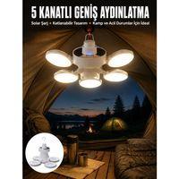 Kamp Lambası Işıldak Beyaz Işık Güneş Enerjili Solar Aydınlatma 5 Kanatlı Katlanabilir Yeni Nesil