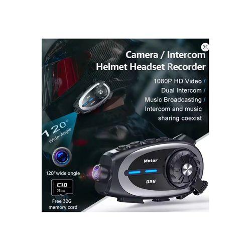 Q29 Motosiklet Kask Bluetooth Kulaklık Eşleşmeli 1080p Kamera Geniş Açı Su Geçirmez Intercom