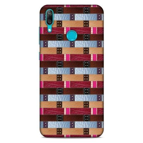 Huawei Y7 Prime 2019 Kılıf Patchwork (45) Liquid Air Kılıf Bordo Gri