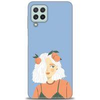 Samsung Galaxy M22 Kılıf HD Baskılı Kılıf - Beyaz Saçlı Kız + Tam Ekran Koruyucu