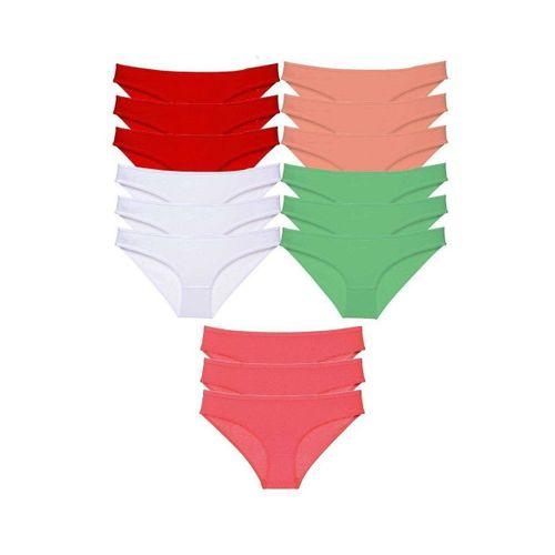 15 Adet Süper Eko Set Likralı Kadın Slip Külot Kırmızı Beyaz Pudra Yeşil Fuşya