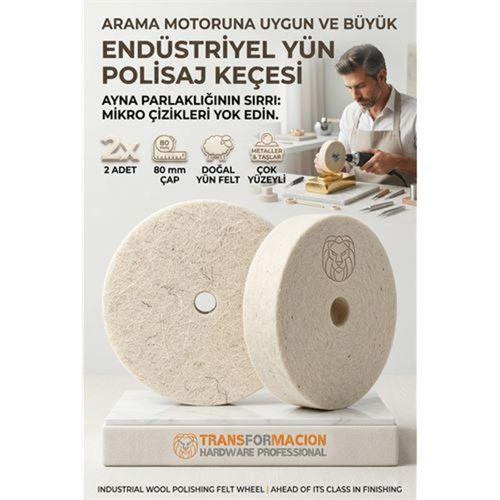 2 Lİ Polisaj Keçesi 80mm | Sert Yün Disk | Metal, Altın, Gümüş için Ayna Parlaklığı 723185