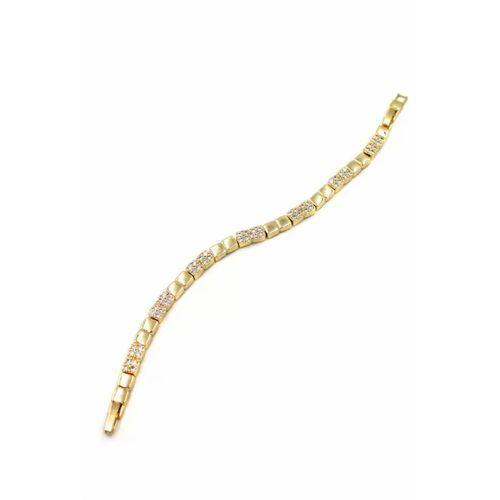 Taşlı Kare VİP Bileklik - Altın