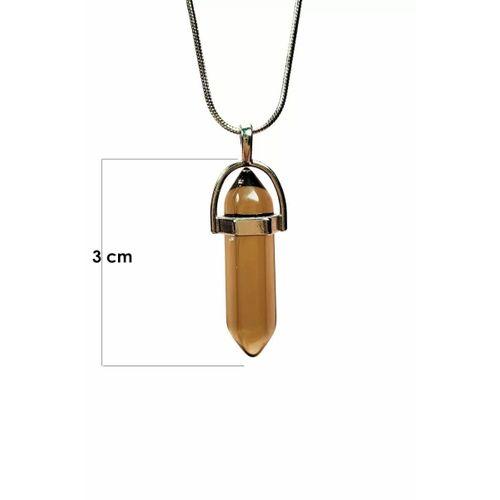 Dumanlı Kuvars Doğal Taşı Zincirli El Yapımı Kolye Uç: 3 cm Zincir: 20 cm Kutulu