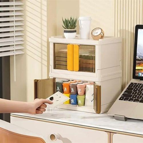 Sunup SN-25883 72L Katlanabilir Plastik Saklama Kutusu Renkli Kapaklı Tekerlekli 40x64x37cm