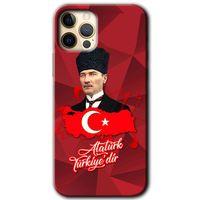 MRCİLETİSİM iPhone 12 Pro Max Kılıf HD Desen Baskılı Arka Kapak + Temperli Cam - Atatürkiye