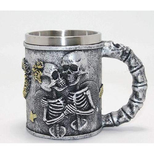 Sonsuz Aşk İskelet Tasarımlı 3d Kabartmalı Çelik Kupa Bardak Alk4370