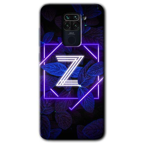 MRCİLETİSİM Xiaomi Redmi Note 9 Kılıf Baskılı Kapak - Dark Neon Yaprak Z Harfi + 5D Tam Kaplayan Cam