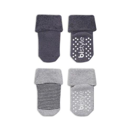 Bistyle Çemberli Kaymaz Havlu Soket Çorap 2'Li BS10503 Gri-Antrasit