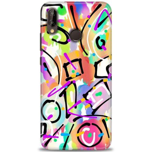 Huawei P20 Lite Kılıf HD Baskılı Kılıf - Renkler ve Çizgiler + Tam Ekran Koruyucu