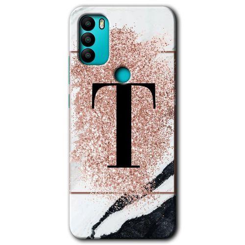 General Mobile GM 21 Plus Kılıf HD Desen Baskılı Arka Kapak - Pembe Mermer Desenli T Harfi
