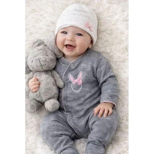 Sevimli Tavşan Desenli Kız Bebek 4’lü Tulum Seti