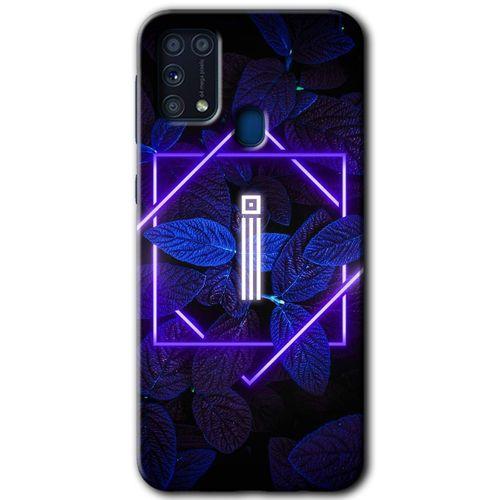 Samsung Galaxy M31 Kılıf Baskılı Kapak - Dark Neon Yaprak İ Harfi +Tam Ekran Koruyucu