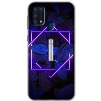 Samsung Galaxy M31 Kılıf Baskılı Kapak - Dark Neon Yaprak İ Harfi +Tam Ekran Koruyucu