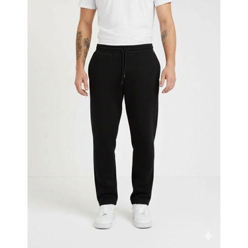 Erkek Üç Iplik Kışlık Pamuklu Ovarsize Bağcıklı Düz Paça Cepli Eşofman Altı Spor Rahat Model - Siyah