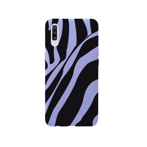 Samsung A70 Zebra Desenli Premium Silikonlu Lila Telefon Kılıfı