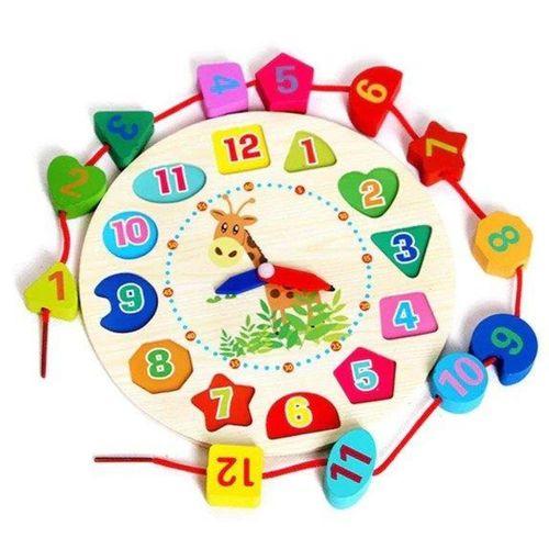 Zhltoys Eğitici İp Dizme Ahşap Saat Oyuncak