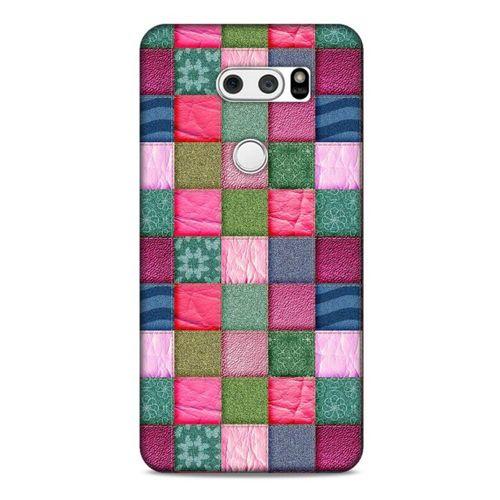 LG K50S Kılıf Patchwork (35) Fit Design Kılıf Toz Pembe Lacivert