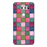 LG K50S Kılıf Patchwork (35) Fit Design Kılıf Toz Pembe Lacivert