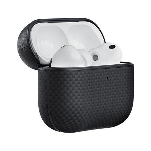 Apple Airpods Pro 3 Kılıf 1500D Aramid Fiber Pitaka Ultra-Slim Classic Serisi Black-Grey Twill Kapak