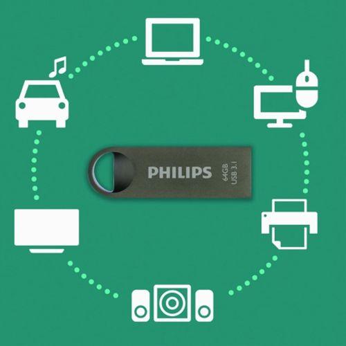 PHILIPS FM64FD165B, 64GB, USB 3.1, Moon, Uzay Grisi, Flash Disk