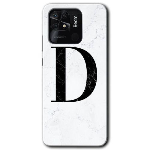 Potkal Hediye Fabrikası Xiaomi Redmi 10C Kılıf HD Desen Baskılı Arka Kapak - Beyaz Mermer Desenli D Harfi