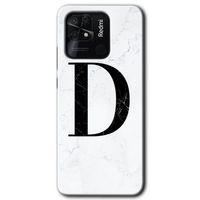 Potkal Hediye Fabrikası Xiaomi Redmi 10C Kılıf HD Desen Baskılı Arka Kapak - Beyaz Mermer Desenli D Harfi