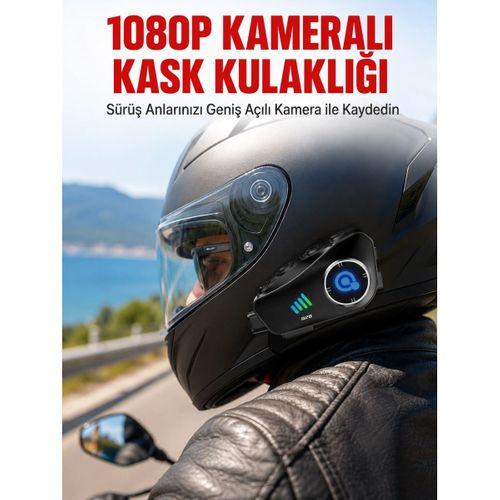 Q28 Bluetooth Kask Kulaklık 1080p Kamera Su Geçirmez Motosiklet Interkom Yeni Nesil