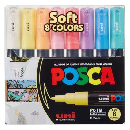 UNİBALL POSCA 0.7 SU BAZLI POSTER MARKÖR SOFT RENK 8'li (UNİ-PC-1M) / 8C SC SET