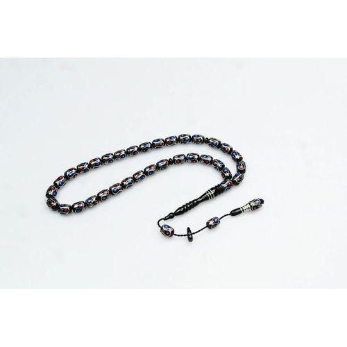 Oltu Taşı Çift Renk Damla Çevirme İşlemeli Tespih