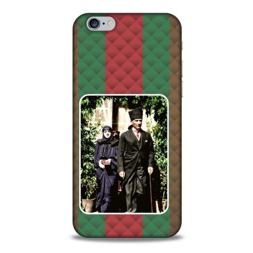 Apple Iphone 6 Kılıf Atatürk (22) Tam Koruma Kılıfı Yeşil Kırmızı