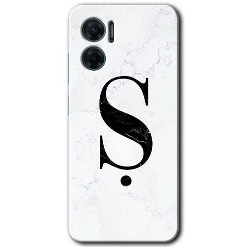 Xiaomi Redmi Note 11E HD Baskılı Kılıf + 9D Tam Ekran Koruyucu - Beyaz Mermer Desenli Ş Harfi