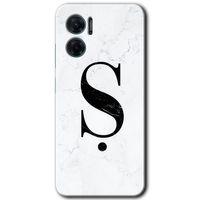 Xiaomi Redmi Note 11E HD Baskılı Kılıf + 9D Tam Ekran Koruyucu - Beyaz Mermer Desenli Ş Harfi