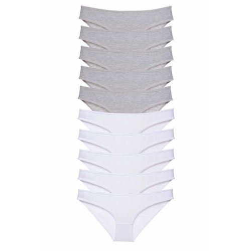 10 adet Süper Eko Set Likralı Kadın Slip Külot Gri Beyaz