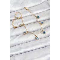 316L Çelik Gold Renk Minimal Nazar Model Kadın Bileklik