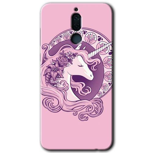 Huawei Mate 10 Lite Kılıf HD Desen Baskılı Arka Kapak - Unicorn-Pembe + Kırılmaz Cam