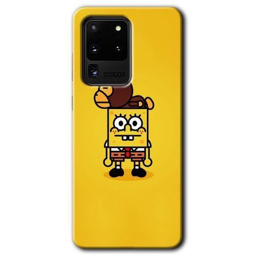 Samsung Galaxy S20 Ultra HD Baskılı Kılıf + 9D Tam Ekran Koruyucu - Sünger Bob